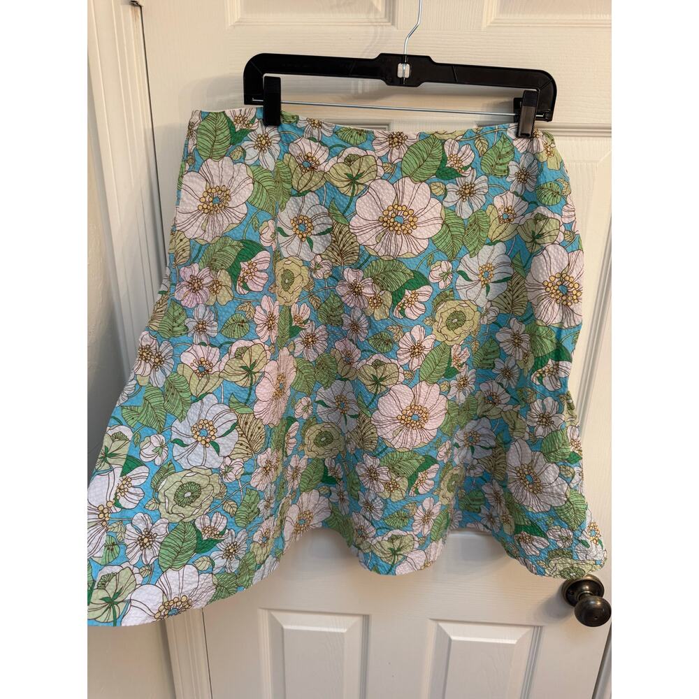 Gap Y2K Mod Floral Seersucker A-line Cotton Seersucker Skirt Size 16 Breezy